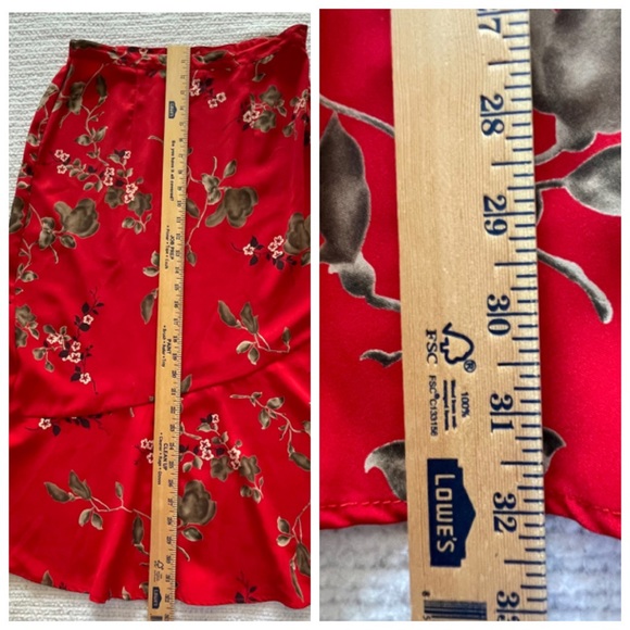 SAG HARBOR Vintage Red Trumpet Asymmetric Seam Midi Floral Side Zipper Size 8P - Picture 9 of 11